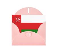 BROLEO Carte de vœux rose avec motif drapeau d'Oman, parfaite pour la Saint-Valentin, un anniversaire de mariage et des invitations de fête