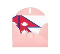 BROLEO Carte de vœux rose avec motif drapeau du Népal, parfaite pour la Saint-Valentin, un anniversaire de mariage et des invitations de fête