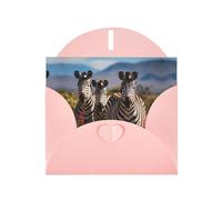 BROLEO Carte de vœux rose avec motif zèbres sur l'image de l'Afrique du Sud pour Noël, anniversaire d'enfant, Saint-Valentin et invitation à une fête