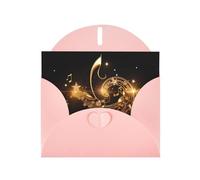 BROLEO Carte de vœux rose avec note de musique dorée avec étoile brillante pour Noël, anniversaire d'enfant, Saint-Valentin et invitation à une fête