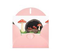 BROLEO Carte de vœux rose avec trou de fourmi à côté de champignon, parfaite pour la Saint-Valentin, un anniversaire de mariage et des invitations de fête