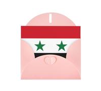 BROLEO Carte de vœux rose drapeau de la République arabe syrienne pour Noël, anniversaire d'enfant, Saint Valentin, invitation à une fête