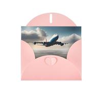 BROLEO Carte de vœux rose en forme d'avion de haute altitude pour Noël, anniversaire d'enfant, Saint-Valentin et invitation à une fête