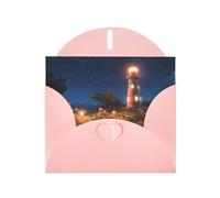 BROLEO Carte de vœux rose étoile de mer phare plage pour Noël, anniversaire d'enfant, Saint-Valentin et invitation à une fête