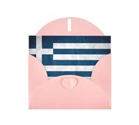 BROLEO Carte de vœux rose imprimée drapeau grec parfaite pour la Saint-Valentin, anniversaire de mariage et invitations de fête