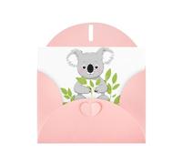 BROLEO Carte de vœux rose Koala des mauvaises herbes, parfaite pour la Saint-Valentin, un anniversaire de mariage et des invitations de fête