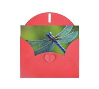 BROLEO Carte de vœux rouge à encre libellule parfaite pour la Saint-Valentin, un anniversaire de mariage et des invitations de fête