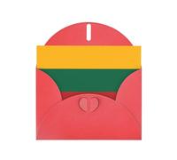 BROLEO Carte de vœux rouge avec drapeau de la Lituanie - Parfaite pour la Saint-Valentin, un anniversaire de mariage et des invitations de fête