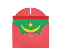 BROLEO Carte de vœux rouge avec drapeau de la Mauritanie imprimée parfaite pour la Saint-Valentin, un anniversaire de mariage et des invitations de fête