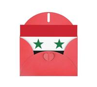 BROLEO Carte de vœux rouge avec drapeau de la République arabe syrienne pour Noël, anniversaire d'enfant, Saint-Valentin et invitation à une fête