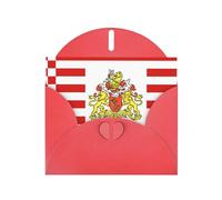 BROLEO Carte de vœux rouge avec drapeau du Sénat de Brême - Parfait pour la Saint-Valentin, un anniversaire de mariage et des invitations de fête