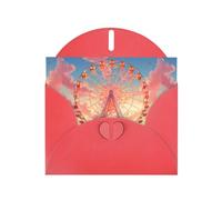 BROLEO Carte de vœux rouge avec impression de grande roue idéale pour la Saint-Valentin, un anniversaire de mariage et des invitations de fête