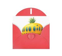 BROLEO Carte de vœux rouge avec imprimé ananas sous-marin, parfaite pour la Saint-Valentin, un anniversaire de mariage et des invitations de fête