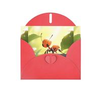 BROLEO Carte de vœux rouge avec imprimé de petites fourmis, parfaite pour la Saint-Valentin, un anniversaire de mariage et des invitations de fête