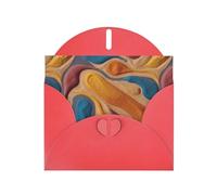 BROLEO Carte de vœux rouge avec imprimé sable coloré, parfaite pour la Saint-Valentin, un anniversaire de mariage et des invitations de fête