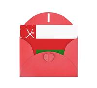 BROLEO Carte de vœux rouge avec motif drapeau d'Oman, parfaite pour la Saint-Valentin, un anniversaire de mariage et des invitations de fête
