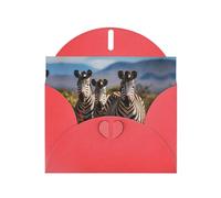 BROLEO Carte de vœux rouge avec motif zèbres sur l'image de l'Afrique du Sud pour Noël, anniversaire d'enfant, Saint-Valentin et invitation à une fête