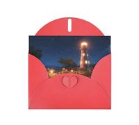 BROLEO Carte de vœux rouge étoile de mer phare plage pour Noël, anniversaire d'enfant, Saint-Valentin et invitation à une fête