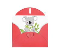 BROLEO Carte de vœux rouge Koala des mauvaises herbes, parfaite pour la Saint-Valentin, un anniversaire de mariage et des invitations de fête