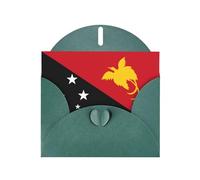 BROLEO Carte de vœux vert foncé avec drapeau de la Papouasie-Nouvelle-Guinée, parfaite pour la Saint-Valentin, un anniversaire de mariage et des invitations de fête