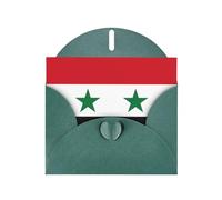 BROLEO Carte de vœux vert foncé avec drapeau de la République arabe syrienne pour Noël, anniversaire d'enfant, Saint-Valentin et invitation à une fête