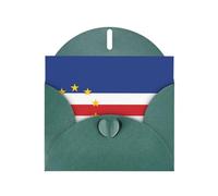 BROLEO Carte de vœux vert foncé avec drapeau du Cap-Vert Parfait pour la Saint-Valentin, un anniversaire de mariage et des invitations de fête