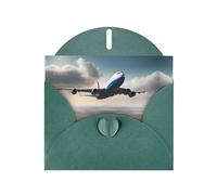 BROLEO Carte de vœux vert foncé avec image d'avion de haute altitude pour Noël, anniversaire d'enfant, Saint-Valentin et invitation à une fête