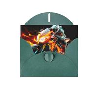 BROLEO Carte de vœux vert foncé avec image de moto cool pour Noël, anniversaire d'enfant, Saint-Valentin et invitation à une fête