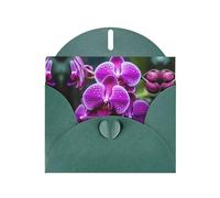 BROLEO Carte de vœux vert foncé avec impression de fleurs d'orchidée, parfaite pour la Saint-Valentin, un anniversaire de mariage et des invitations de fête