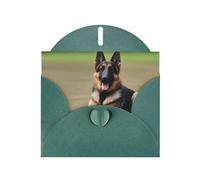 BROLEO Carte de vœux vert foncé avec imprimé chien berger allemand, parfaite pour la Saint-Valentin, un anniversaire de mariage et des invitations de fête