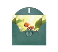 BROLEO Carte de vœux vert foncé avec imprimé de petites fourmis, parfaite pour la Saint-Valentin, un anniversaire de mariage et des invitations de fête