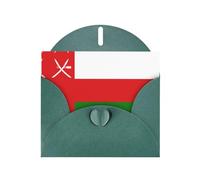 BROLEO Carte de vœux vert foncé avec motif drapeau d'Oman, parfaite pour la Saint-Valentin, un anniversaire de mariage et des invitations de fête