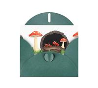BROLEO Carte de vœux vert foncé avec trou de fourmi à côté d'un champignon, parfaite pour la Saint-Valentin, un anniversaire de mariage et des invitations de fête