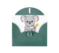 BROLEO Carte de vœux vert foncé Koala qui aime dessiner - Parfaite pour la Saint-Valentin, un anniversaire de mariage et des invitations de fête