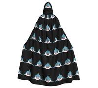 BROLEO Casque audio requin imprimé Halloween adulte cape à capuche vêtements homme et femme manteau manteau jeu de rôle