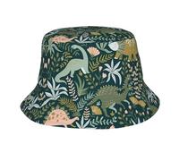 BROLEO Chapeau bob pour adulte avec imprimé dinosaure mignon : léger, respirant et pliable, adapté pour les activités de plein air, noir, Noir , taille unique