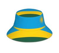 BROLEO Chapeau bob réfléchissant imprimé drapeau du Rwanda léger, respirant, pliable pour homme et femme, noir