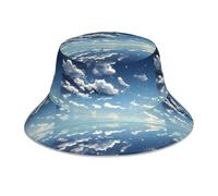 BROLEO Chapeau cloche réfléchissant léger et respirant avec imprimé nuages blancs et bleu ciel pour homme et femme