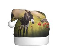 BROLEO Chapeau de Noël imprimé âne et fleur pour adulte, accessoire de qualité doux, léger et moelleux