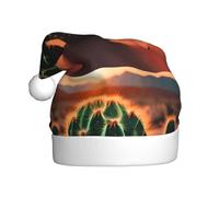 BROLEO Chapeau de Noël imprimé cactus coucher de soleil dans le désert pour adulte, accessoire de qualité doux, léger et moelleux