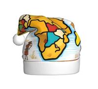 BROLEO Chapeau de Noël imprimé carte africaine ethnique pour adulte accessoire de qualité doux, léger et moelleux