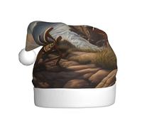 BROLEO Chapeau de Noël imprimé « Looking out to sea » pour adulte pour fête d'Halloween