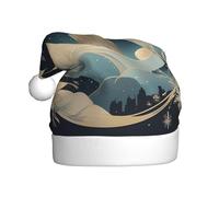 BROLEO Chapeau de Noël imprimé lune de rêve et flocons de neige pour adulte, accessoire de qualité doux, léger et moelleux
