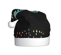 BROLEO Chapeau de Noël imprimé petit renard sous des gouttes de pluie colorées pour adulte, accessoire de qualité doux, léger et moelleux