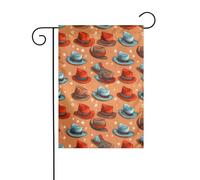 BROLEO Chapeau de rodéo américain ouest imprimé sur mât de drapeau de jardin, décoration de cour extérieure, mode 30,5 x 45,7 cm