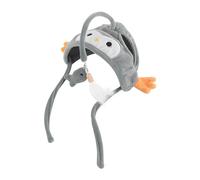 BROLEO Chapeau pour chat, jouet de taquin doux et durable monté sur la tête, chapeau interactif pour chat avec plumes de taille en libre-service, jouet mignon pour chat d'intérieur (gris)