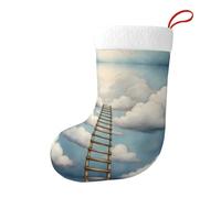 BROLEO Chaussettes de Noël imprimées Ladder to the Clouds - Grande capacité - Décoration