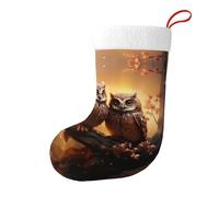 BROLEO Chaussettes de Noël pour couple de hiboux, perchoirs, arbres, festivals, grandes capacités, décoration