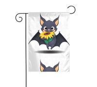 BROLEO Chauve-souris tenant un tournesol imprimé mât de drapeau de jardin extérieur décoration de cour double face 30,5 x 45,7 cm