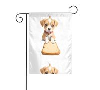 BROLEO Chiot avec impression pain quatre saisons drapeau jardin cour décoration 30,5 x 45,7 cm